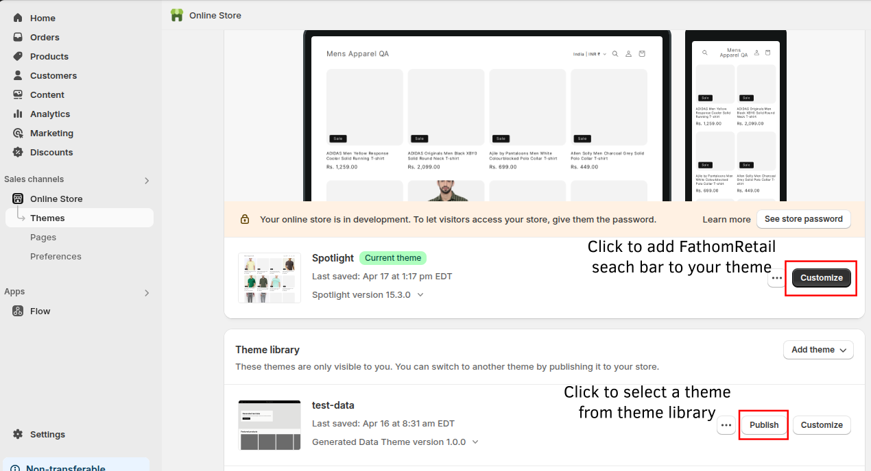 Select a Theme and Click Customize